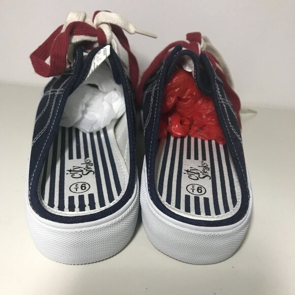 Vintage Y2K 1990s City Sneaks Blue Denim Slide-On Platform Sneakers Mules 9.5 - Picture 6 of 10